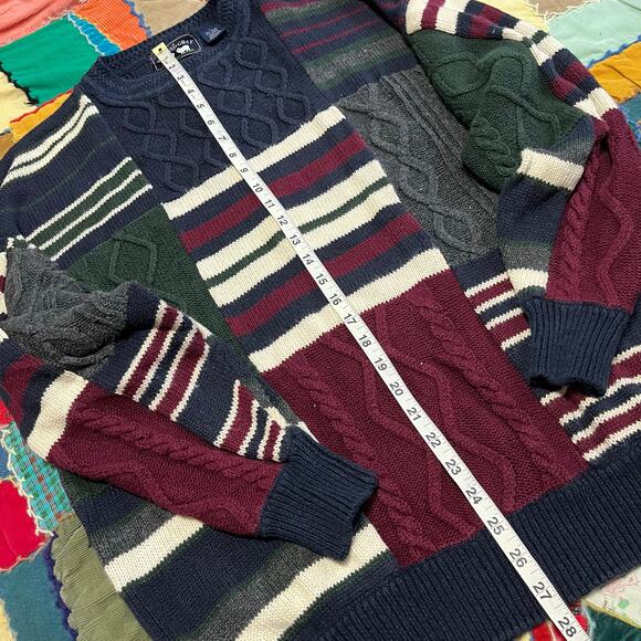 Woods and Gray Cable Knit Striped Multi Color Sweater Large - Picture 4 of 6